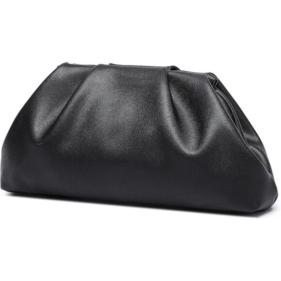 🆕Women Black PU Leather Clutch Purse Elegant Evening Bag Formal Luxurious - Picture 1 of 9